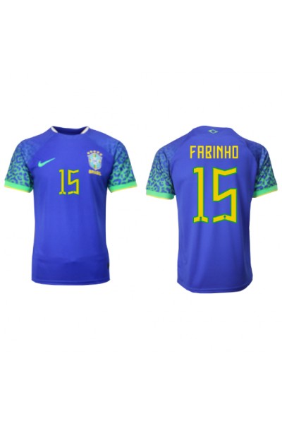 Brasilia Fabinho #15 Jalkapallovaatteet Vieraspaita MM-kisat 2022 Lyhythihainen